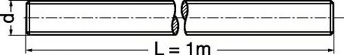 m5 x L 1000mm plain steel 8.8